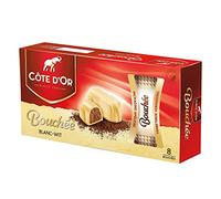 Cote d'Or - Bouchees blancos - 24 g x 8 piezas - Chocolate con leche belga - Barritas de chocolate con nueces - snack perfecto - Barra de chocolate envuelta individualmente - Importado de Bélgica