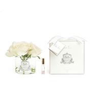 Cote Noire - Aroma de cinco rosas en un jarrón de cristal transparente, color blanco