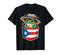 Cote Puerto Rico Coqui Frog Jibaro Pocket Flag Camiseta
