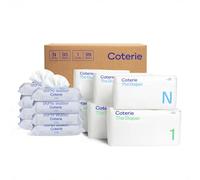 Coterie Kit de toallitas para bebé + pañales, tamaño 1 (99 unidades) y tamaño de pañales para recién nacidos (93 unidades), paquete de 8 (448) toallitas para bebé con 99% de agua, materiales a base de