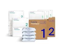 Coterie Kit de Toallitas y Pañales Bebé Talla 1 (99 unidades) y Talla 2 (186 Unidades), Pack 4 (224 Unidades) Toallitas para Bebés con 99% de Agua, Ingredientes Vegetales