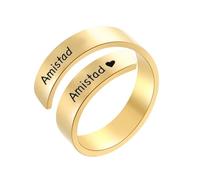 cotigo Anillo Ajustable Mujer de Acero Inoxidable con Mensaje Grabado - Regalo para Amiga, Mejor Amiga o Hermana del Alma - Incluye Caja de Regalo (Amistad-Dorado)