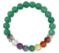 Cotigo Chakras de 7 Piedras Naturales - Pulsera Elástica Energética Yoga para Mujer o Hombre (Aventurina Verde)