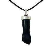 cotigo Colgante Piedra Natural de Mano Puño Higa -Amuleto Mal de Ojo Mano Negra - Collar Piedra Preciosa y Mineral - Collar Mujer u Hombre (AGATA NEGRA)