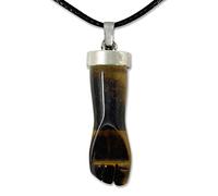 cotigo Colgante Piedra Natural de Mano Puño Higa -Amuleto Mal de Ojo Mano Negra - Collar Piedra Preciosa y Mineral - Collar Mujer u Hombre (OJO DE TIGRE)