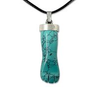 cotigo Colgante Piedra Natural de Mano Puño Higa -Amuleto Mal de Ojo Mano Negra - Collar Piedra Preciosa y Mineral - Collar Mujer u Hombre (TURQUESA)