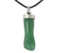 cotigo Colgante Piedra Natural de Mano Puño Higa -Amuleto Mal de Ojo Mano Negra - Collar Piedra Preciosa y Mineral - Collar Mujer u Hombre (AVENTURINA VERDE)
