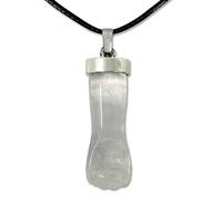 cotigo Colgante Piedra Natural de Mano Puño Higa -Amuleto Mal de Ojo Mano Negra - Collar Piedra Preciosa y Mineral - Collar Mujer u Hombre (CUARZO BLANCO)