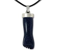 cotigo Colgante Piedra Natural de Mano Puño Higa -Amuleto Mal de Ojo Mano Negra - Collar Piedra Preciosa y Mineral - Collar Mujer u Hombre (AVENTURINA AZUL)