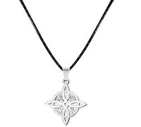 cotigo collar colgante Nudo de bruja de Acero inoxidable o de hilo + una pulsera de 7 nudos (gratis), nudo de bruja doble proteccion, Amuletos de suerte, bisutería para mujer. (PLATEADO CON HILO)