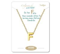 cotigo Collar Inicial Acero Inoxidable, Collar Mujer con Colgante letra A-Z Pequeñas - Bisutería Regalo Madre Cumpleaños, Novia o Amigas, Color Plateado y Dorado (F-Dorado)
