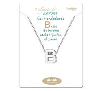 cotigo Collar Inicial Acero Inoxidable, Collar Mujer con Colgante letra A-Z Pequeñas - Bisutería Regalo Madre Cumpleaños, Novia o Amigas, Color Plateado y Dorado (B-PLATEADO)