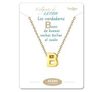 cotigo Collar Inicial Acero Inoxidable, Collar Mujer con Colgante letra A-Z Pequeñas - Bisutería Regalo Madre Cumpleaños, Novia o Amigas, Color Plateado y Dorado (B-DORADO)