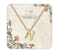 cotigo Collar Inicial Acero Inoxidable, Collar Mujer con Colgante letra, Con Tarjeta Diseñado y Caja, Regalo para Cumpleaños, Dia de madre, Navidad, Novia o Amigas (N-DORADO)