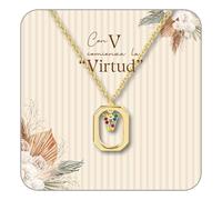cotigo Collar Inicial Mujer - Collar con Letra y Circonita Personalizado en Acero Inoxidable, Colgante con Tarjeta de Mensaje, Joyas Regalo Original para Mujer, Novia, Mamá, Amigas (V Dorado)