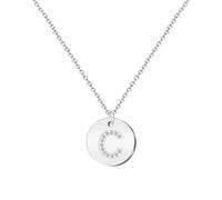 cotigo - Collar Letra acero inoxidable - Colgante letra inicial A-Z - Collar mujer - Cadena con dije letras - Regalo personalizado para mujer, niña, mejor amiga (C con Circonita-Plateado)