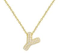 cotigo - Collar Letra con Circonita |Colgante Inicial Mujer Acero Inoxidable|Incluye Tarjeta con Significado y Caja de Regalo |Joyería Personalizada|Regalo Mujer, Mamá, Amiga, Hija (Y)
