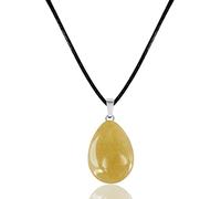 cotigo- Collar Mujer con Colgante Piedra Natural -Collar Piedra Natural Forma Gotita con Hilo Encerado -Colgante Piedra preciosa -Collar Piedra Semipreciosa (JADE AMARILLO)