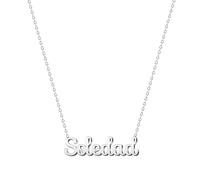cotigo Collar Nombre Acero-Incluye Tarjeta con Significado-Colgante Nombre Plateado o Dorado-Regalos Personalizados para Cumpleaños-Navidad-Día de madre-San valentín (Soledad-Plateado)