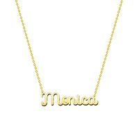cotigo Collar Nombre Acero-Incluye Tarjeta con Significado Hermoso-Colgante Nombre Plateado o Dorado-Regalos Personalizados para Mujer-Cumpleaño-Navidad-Día de madre-San valentín (Monica-D)