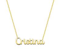 cotigo Collar Nombre Acero-Incluye Tarjeta con Significado Hermoso-Colgante Nombre Plateado o Dorado-Regalos Personalizados para Mujer-Cumpleaño-Navidad-Día de madre-San valentín (Cristina-D)