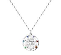 cotigo - Collar para Mujer de Acero Inoxidable con Nudo de Bruja, Tetragramatón, Ojo Turco y Piedras de Chakras, Amuleto de Suerte y Protección, Plateado, 45cm
