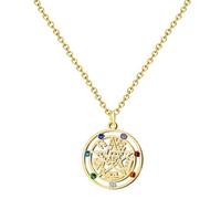 cotigo- Collar para Mujer Nudo de bruja y tetragramaton amuleto de suerte y proteccion, doble proteccion, ojo turco, piedras de chakras. (TETRAGRAMATON DORADO CON CHAKRAS)