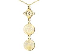 cotigo- Collar para Mujer Nudo de bruja y tetragramaton amuleto de suerte y proteccion, doble proteccion, ojo turco, piedras de chakras. (TETRAGRAMATON+NUDO DE BRUJA+SAN BENITO DORADO)