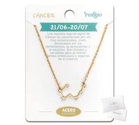 cotigo Collar Signo Zodiaco Acero Inoxidable, 12 Collar Constelaciones con Colgante Horóscopo de Circonita - Collar Mujer para Joyería Astrología (Cáncer - Dorado)