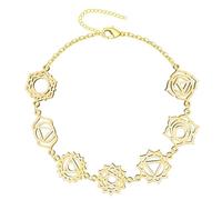 cotigo Pulsera 7 Chakras de Acero Inoxidable - Pulsera Espiritual para Equilibrio Energético, Meditación y Armonía - Regalo Bienestar Mujer y Hombre (Dorado)