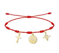 cotigo Pulsera 7 Nudos con Tetragramatón y Nudo de Bruja en Acero Inoxidable｜Amuleto de Protección, Suerte y Energía Positiva｜Regalo para Mujer y Hombre (Cruz Latina Dorado)