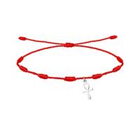 cotigo Pulsera de Nudos Roja con Cruz en Acero Inoxidable - Amuletos de Suerte y Proteccion - Pulsera Mal de Ojo para Parejas y Amistad-Ajustable, Hilo Rojo Mujer y Hombre (CRUZ EGIPCIA)