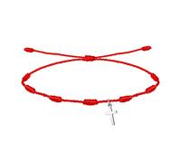 cotigo Pulsera de Nudos Roja con Cruz en Acero Inoxidable - Amuletos de Suerte y Proteccion - Pulsera Mal de Ojo para Parejas y Amistad-Ajustable, Hilo Rojo Mujer y Hombre (CRUZ LATINA)