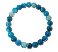 cotigo - Pulsera de Piedra Natural - Pulsera Hilo Elastico con Cuentas Piedra Natural - Distintas Piedras Semipreciosas para Mujer, Hombres Yoga Regalo (Ágata Azul)