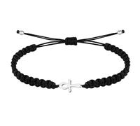 cotigo Pulsera Hilo Destino con Simbolos de acero inoxidable, amuletos de proteccion y suerte, Amuletos contra el mal de ojo - Pulsera Mujer/Pulsera Hombre (CRUZ EGIPCIA NEGRO)