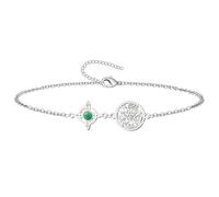 cotigo Pulsera Nudo de Bruja con Tetragramatón y San Benito en Acero Inoxidable｜Amuleto de Protección y Energía Positiva｜Regalo para Mujer y Hombre (Aventurina Verde)