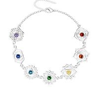 cotigo Pulsera Nudo de Bruja con Tetragramatón y San Benito en Acero Inoxidable｜Amuleto de Protección y Energía Positiva｜Regalo para Mujer y Hombre (Las Chakras con Piedra Plateado)