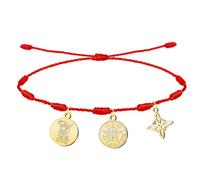 cotigo- Pulsera Nudo Rojo Ajustable de Protección y Suerte con Tetragramaton, Nudo de Bruja y San Miguel Arcángel - Acero Inoxidable - Amuleto Espiritual Unisex (San Miguel Arcángel Dorado)