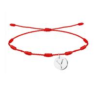 cotigo Pulsera Nudos Roja con Letra Inicial A-Z Acero Inoxidable-Amuletos de la Suerte y Proteccion-Pulsera Mal de Ojo-Pulsera Hilo Rojo para Parejas Amistad Mujer (Y-P)