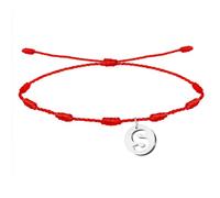 cotigo Pulsera Nudos Roja con Letra Inicial A-Z Acero Inoxidable-Amuletos de la Suerte y Proteccion-Pulsera Mal de Ojo-Pulsera Hilo Rojo para Parejas Amistad Mujer (S-P)