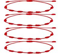 cotigo, Pulsera Roja de Nudos con Amuleto en Acero, Suerte y Protección, Pulsera Mal de Ojo para Parejas y Amistad, Bisutería Ajustable para Mujer y Hombre. (4 PCS)