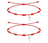 cotigo, Pulsera Roja de Nudos con Amuleto en Acero, Suerte y Protección, Pulsera Mal de Ojo para Parejas y Amistad, Bisutería Ajustable para Mujer y Hombre. (CRUZ LATINA)