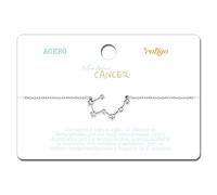 cotigo, Pulsera Signo Zodiaco Acero Inoxidable, Pulsera Horóscopo con Circonita, Constelaciones Joyería Astrología para Mujer - 12 Unidades Cáncer - Plateado