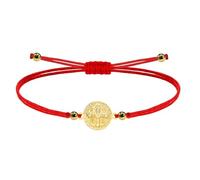 cotigo- Pulsera virgen y santos de España, virgen del Carmen, Rocio, Fatima, san Benito y mas, pulsera para mujer y hombre, regalos mujer, regalo abuela. (SAN BENITO ROJO - DORADO 14903)