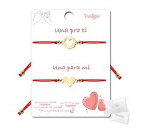 cotigo Pulseras Amistad Amigas, Pulseras para Parejas, Hermanas 2, Pulsera Mejores Amigas para Siempre, Pulsera Hilo Rojo Regalo San Valentín Novios Madre Hija Niña (Círculo y Corazón Dorado)