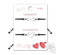 cotigo-Pulseras Amistad, Pulseras para Parejas, Pulseras Hermanas, Pulsera Mejores Amigas, Hilo Rojo Regalo San Valentín Novios Madre Hija Niña (CORAZON + INFINITO PLATEADO)