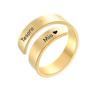 cotigo Regalo para Mujer - Anillo Ajustable de Acero Inoxidable con Mensaje Grabado, Joya Romántica para Novia, Esposa o Pareja, Incluye Caja de Regalo(Tesoro Mío-Dorado)