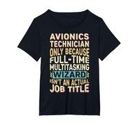 Cotización del título del Trabajo de Mago - Funny Avionics Technician Camiseta, Mujer Tallas Grandes, Negro, 1XL Grande
