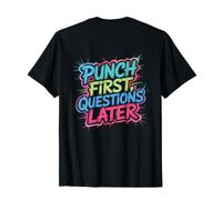 Cotizaciones de Boxeo con Reverso Funny Punch Primeras Preguntas más Tarde Camiseta