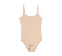 Cotonella, Body con tirantes finos de tela - Caballo abatible y ajustable con ganchos - Suave jersey de algodón bielástico - Art. GD008, beige, 4